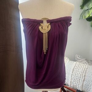 SKY Strapless Top w/ Gold Metal Braided Detail